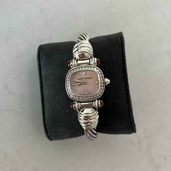 Vintage David Yurman Sterling Silver Pink Tourmaline and Diamond Wrist Watch. - Picture 4 of 12